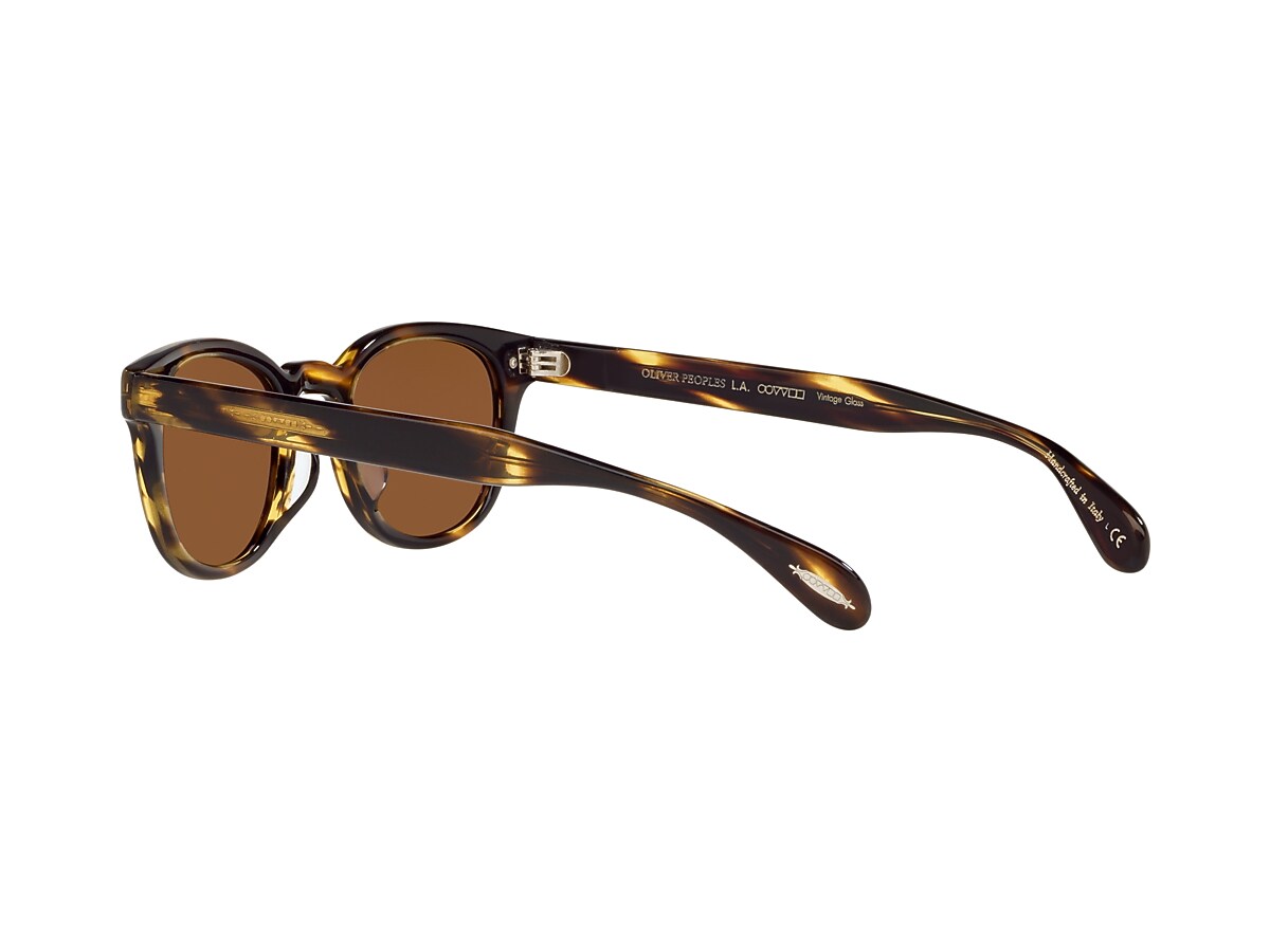 Oliver Sheldrake Sun Low Bridge Fit Sunglasses in Cocobolo